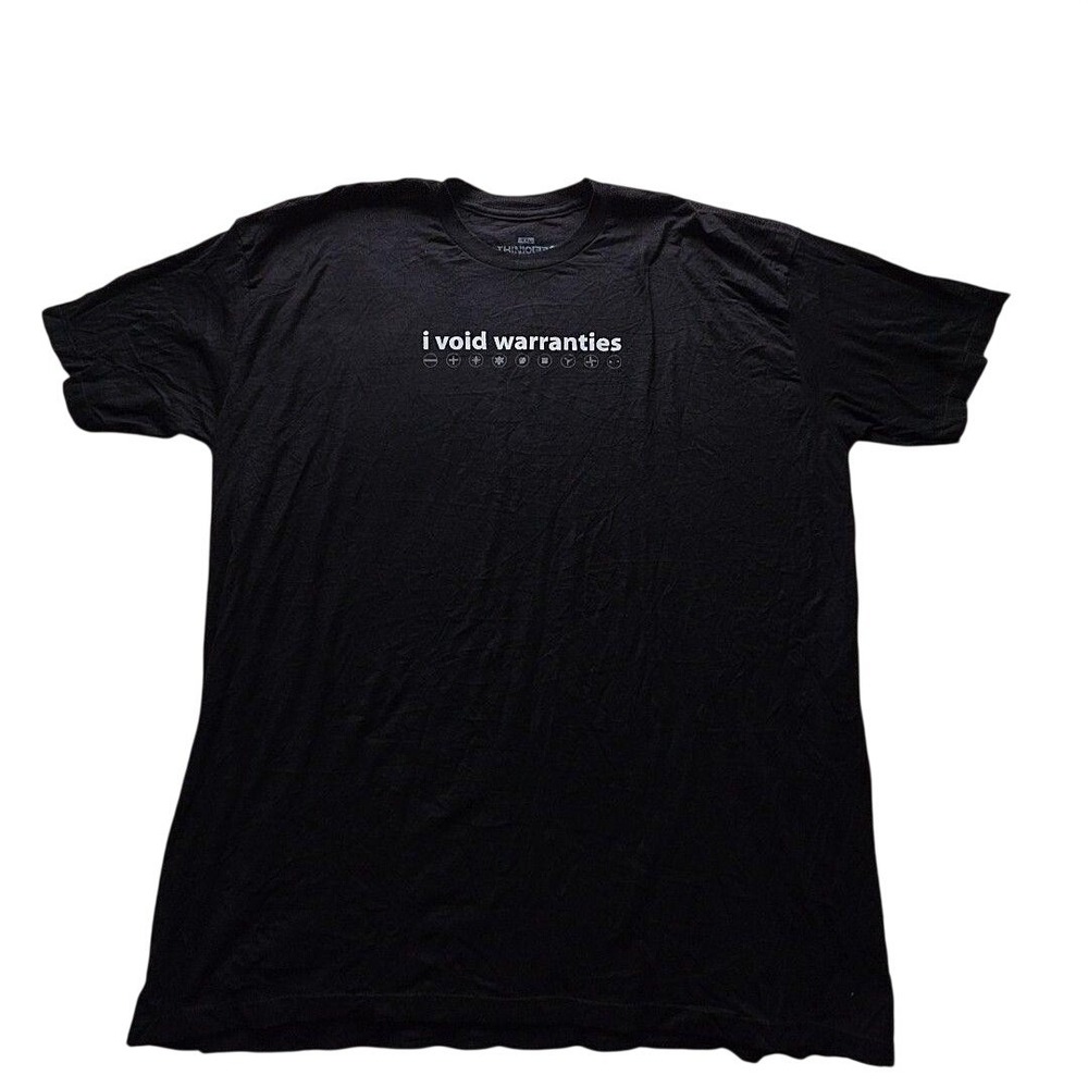 ThinkGeek Shirt Mens 2XL Black I Void Warranties Graphic Tee Tagless Cotton